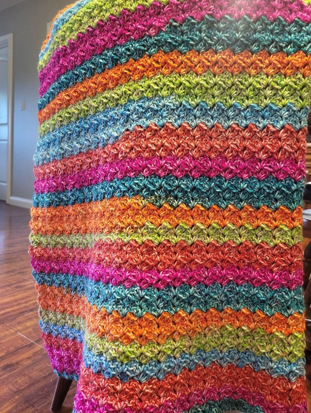 Throw Blanket, Crochet Ombre Striped Blanket, 40 × 60, Bedding, Colorful
